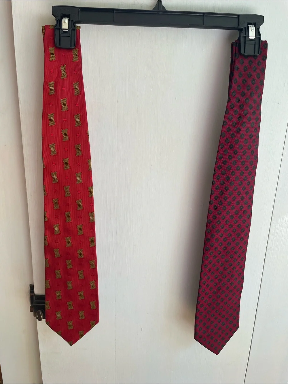 Two Coach Silk Tie Handmade Italy Red & Dark Red 4” Width